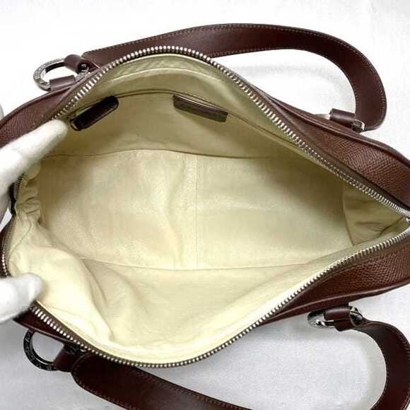 BVLGARI Handbag ec-22641 Dark Brown Leather Mini Boston Grain Women's Unisex